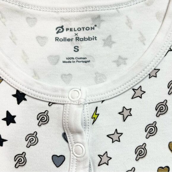 Peloton x Roller Rabbit Pajama Top Stars Lighting Bolt Peloton Logo Small - Picture 7 of 10